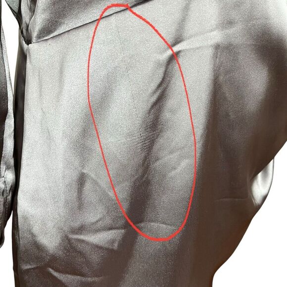 ZARA Satin Faux Wrap Mini Dress Charcoal Grey A-Line Women’s Size Large - Picture 10 of 13